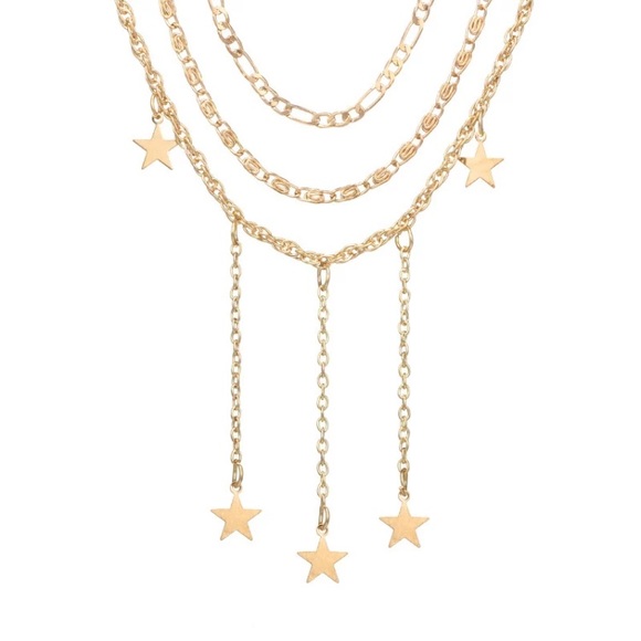 ⚜️[𝟯/$𝟭𝟴]⚜️3 Layered Gold Charm Star Choker NEW - Picture 6 of 8